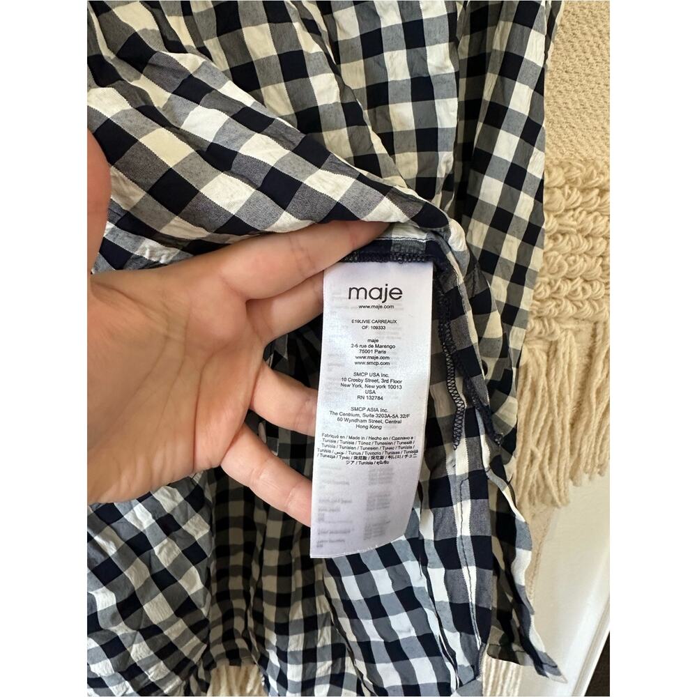 Maje Plaid Asymmetric Layered Top - Picture 4 of 8
